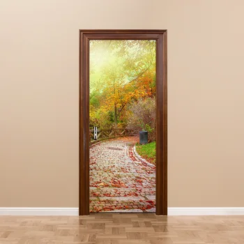 

Funlife Fall Leaves and Stone Road PVC Door Sticker Diy Imitation 3D Wall Decals Living Room Bathroom Water-proof Wall Poster
