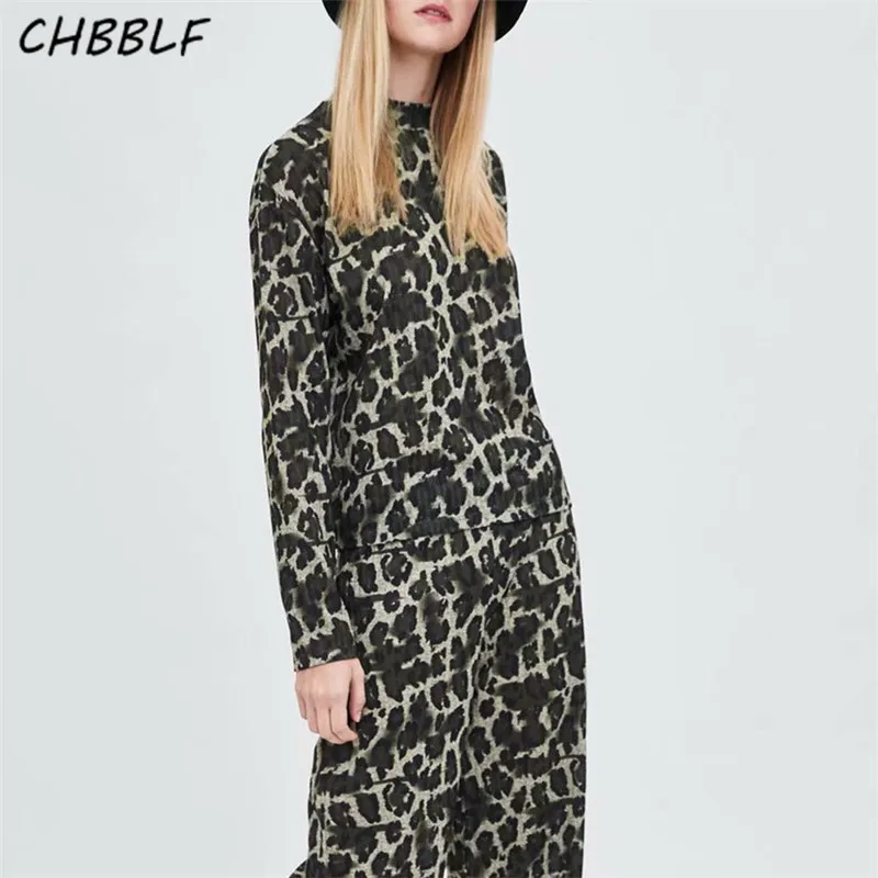 

CHBBLF women leopard print blouse animal pattern long sleeve round collar shirt ladies casual chic tops blusa XDL1614