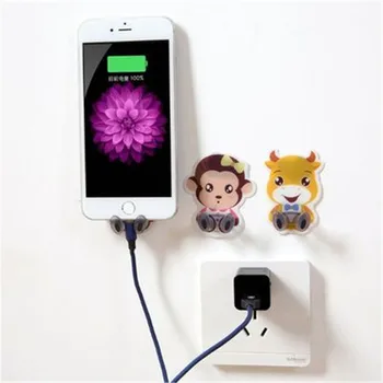

1 Pc Cartoon Storage Rack Strong Sticker Power Plug Storage Rack Bracket Storage Box Socket Wall-mounted Hanger Hook