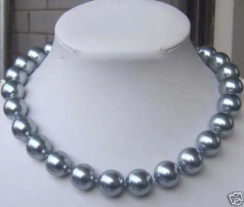 

Wholesale price 16new ^^^^12mm Silver Gray SEA SHELL PEARL NECKLACE 18"AAA
