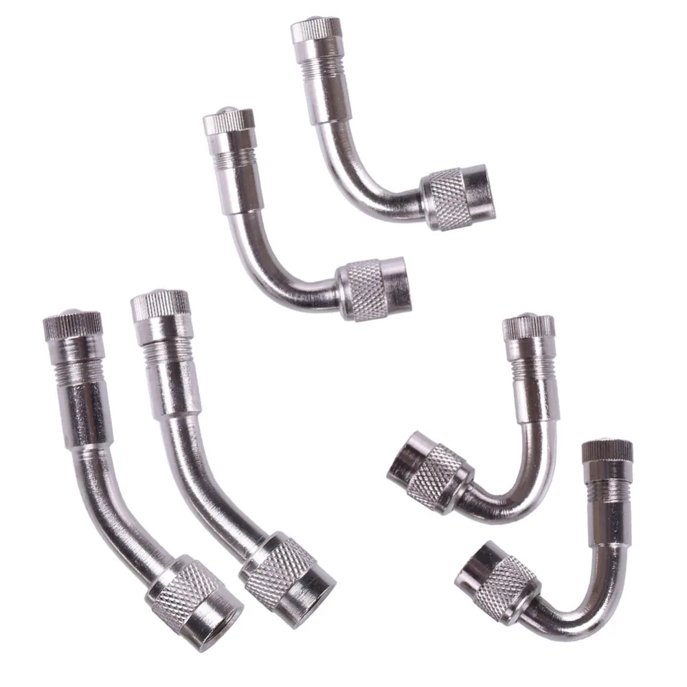 

6Pcs/Set 45/90/135 Degree Motorcycle Car bicycle Tire Stem Extender Tyre Valve Extension Adaptor Golden Silver #280690