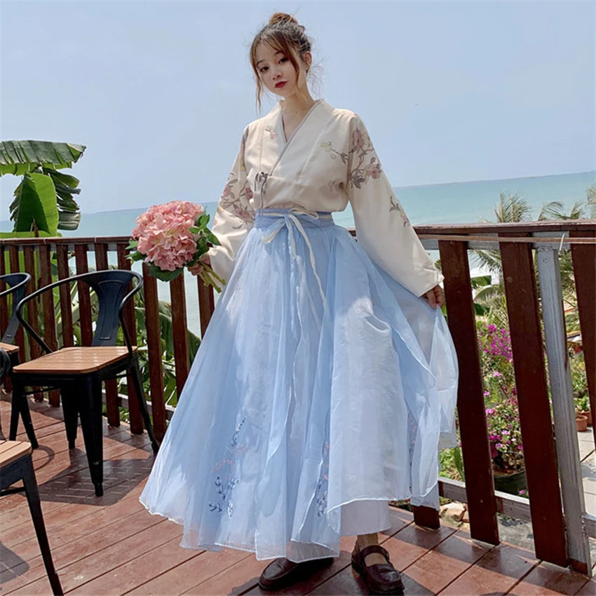 

Fashion Woman Japanese Kimono Dress Summer Kawaii Fairy Floral Long Sleeve Top Mesh Skirt Yukata Orintal Retro Party Photography