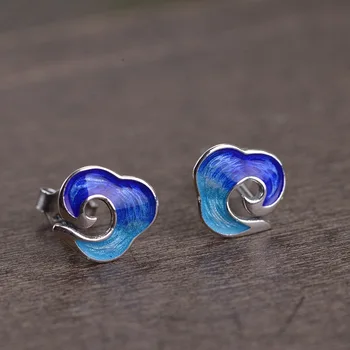 

silver restoring ancient ways female fashion xiangyun burning blue earrings Thai silver earrings wholesale a undertakes