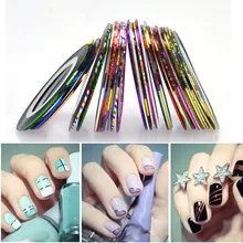 32 рулона, смешанные цвета, рулоны, полоскающая лента, линия, для нейл-арта, декоративные наклейки, сделай сам, наклейки, УФ-гель, аксессуары для ногтей, BE453