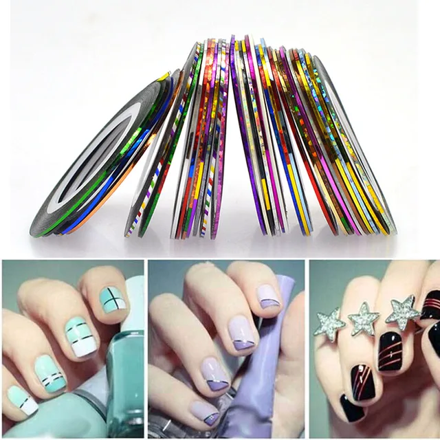32rolls Mixed Colors Rolls Striping Tape Line Nail Art Tips 32rolls Mixed Colors Rolls Striping Tape Line Nail Art Tips Decoration Sticker Diy Decals Uv Gel
