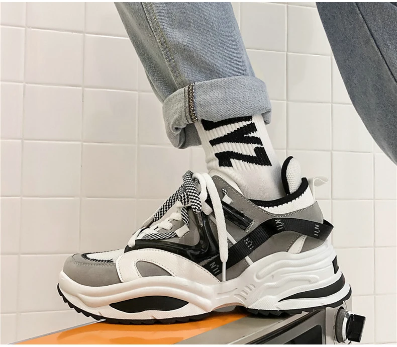 Men's Shoes Luxury Trainers Sneakers Dad Shoes Men Winter Classic High Platform Chunky Sneaker Black And White Sneakers Men Shoe (4)