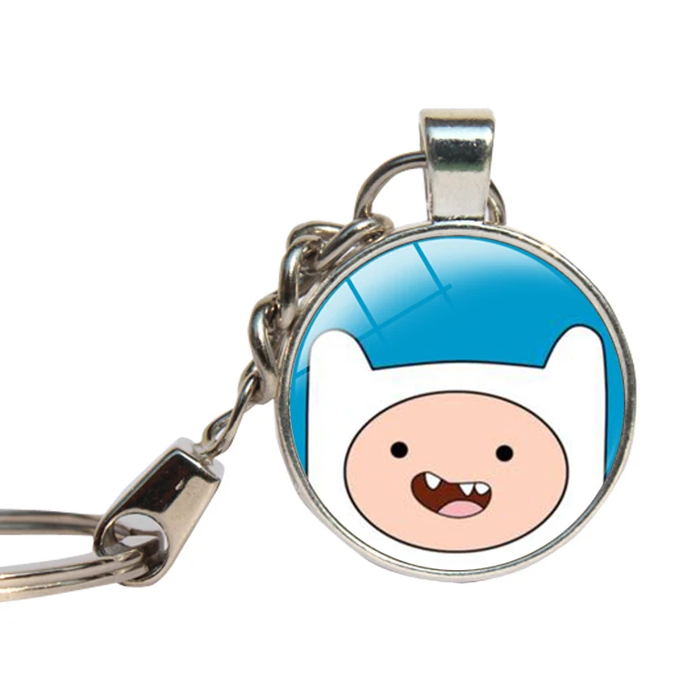 Adventure Time With Finn And Jake брелок со стеклянным кабошоном мультфильм на брелки стеклянный купол для ключа кольцо ювелирные изделия кулон брелок для ключей - Цвет: As Shown