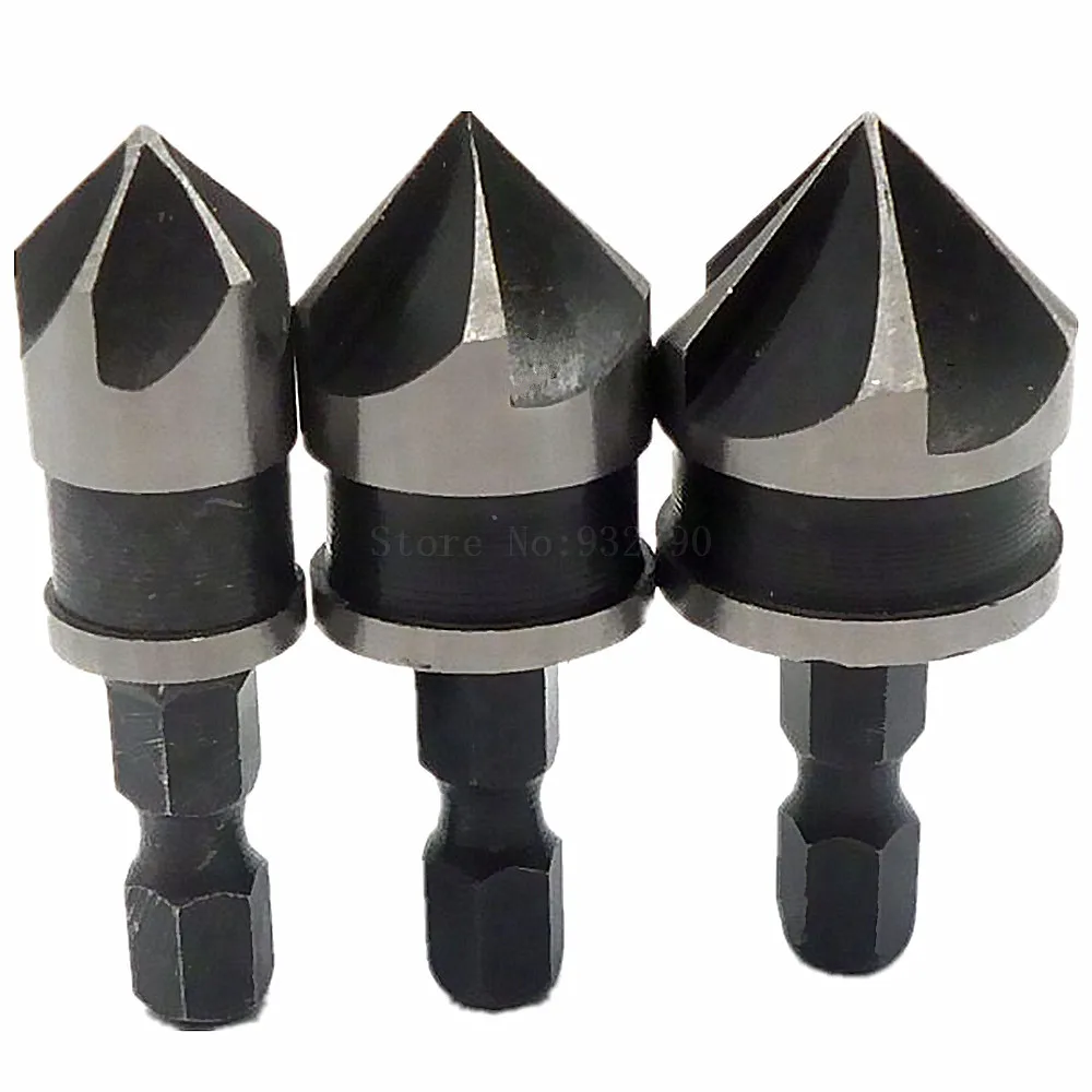 3pc 1/4" Hex 12mm 16mm 19mm Countersink Drill Bit Bore Set Countersink