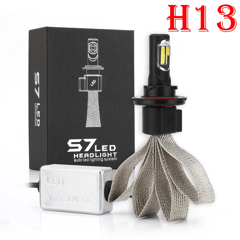 

1 Set H13 9008 S-7 72W 8000LM LED Headlights Super Bright Slim Conversion Kits COB Chips Xenon White Replace HID Xenon Halogen