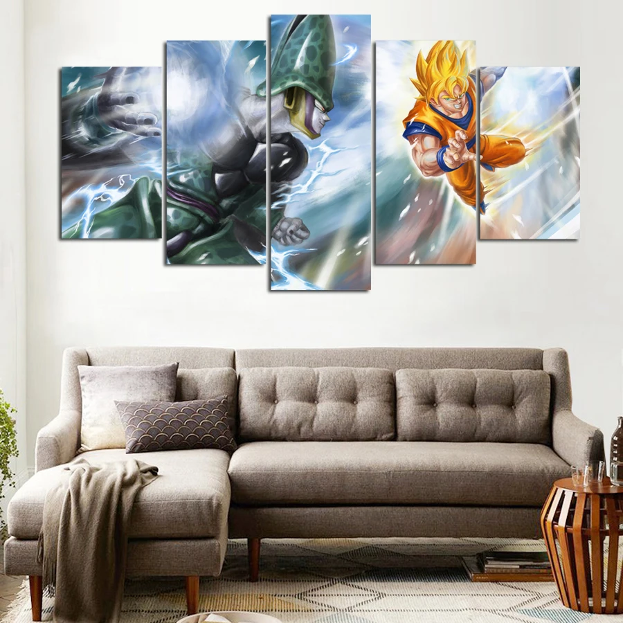 

Wall Art Canvas Modular Home Decor 5 Pieces/Pcs Dragon Ball Goku Painting HD Frame Tableau Modern Print Pictures For Living Room