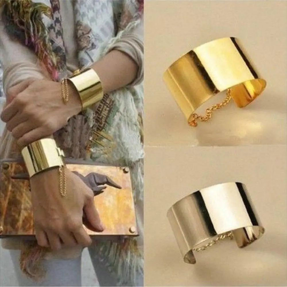 Fashion Wide Open Smooth Mirror Bangle High Quality Punk Silver&Gold