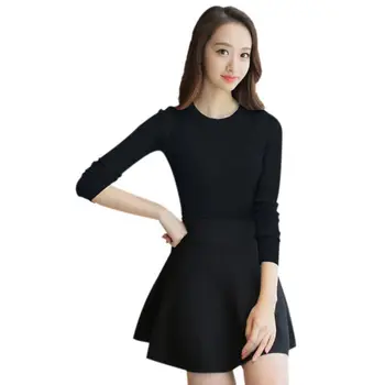 

New Arrived 4 Colors Female Sexy Slash Neck Long Sleeve Knit Crop Top Women Off the Shoulder Sheath Stretch Slim Shirts Tops