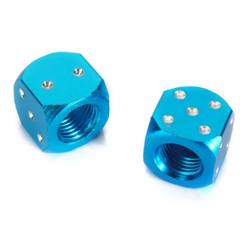 

2x Blue Dice Cube Tire/Wheel Stem Air Valve Caps Covers Car Truck ATV Motorcycle