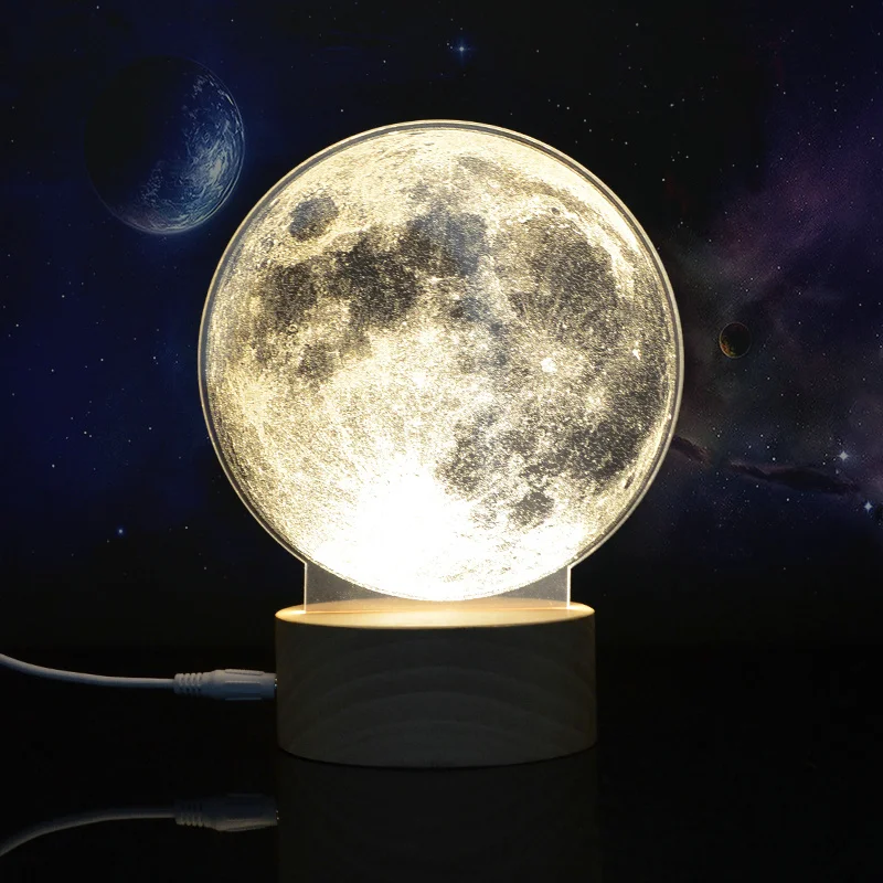Загадочная Луна 3D лампа акриловый художественный ночной Светильник USB зарядка качественная креативная атмосферная лампа Рождественский подарок прикроватный Декор