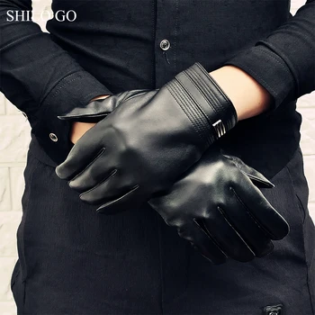 

SHILO GO Leather Gloves Mens Spring Fashion sheepskin genuine leather Gloves metal rivet Business Comfortable gloves