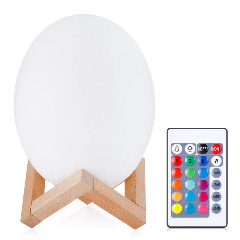 

HZFCEW 3D Printing Dinosaur Egg Lamp Night Lights LED 7 Colors Remote Control Light For Room Office Decaration FR263