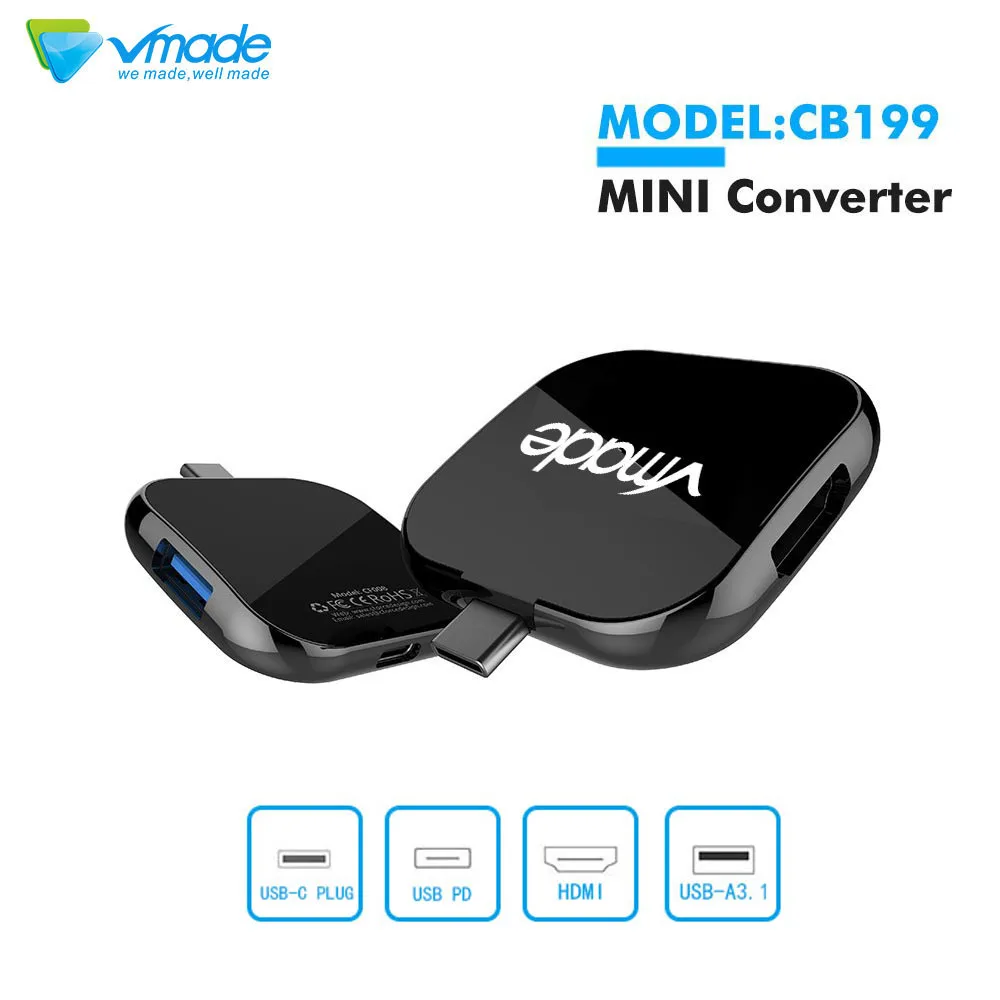 Vmade USB C محور إلى HDMI USB C 3.1 تحويل نوع C الإناث شاحن SD TF بطاقة قراءة محول ل محمول هواوي سامسونج الهاتف المحمول