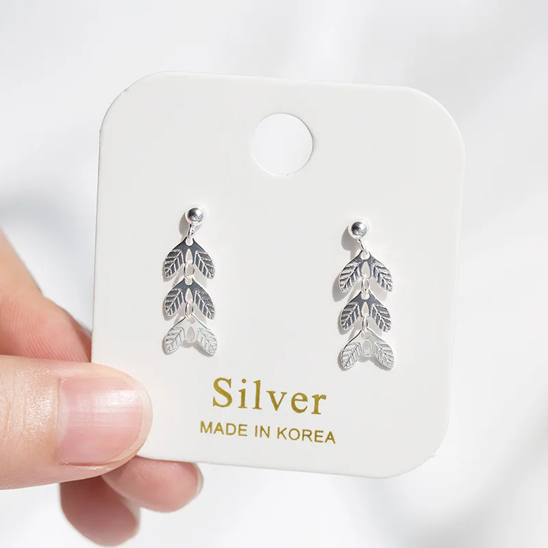 

925 Sterling Silver Fashion Small Fresh Leaves Earrings Female Korean Personality Silver Decorative Leaves Earrings