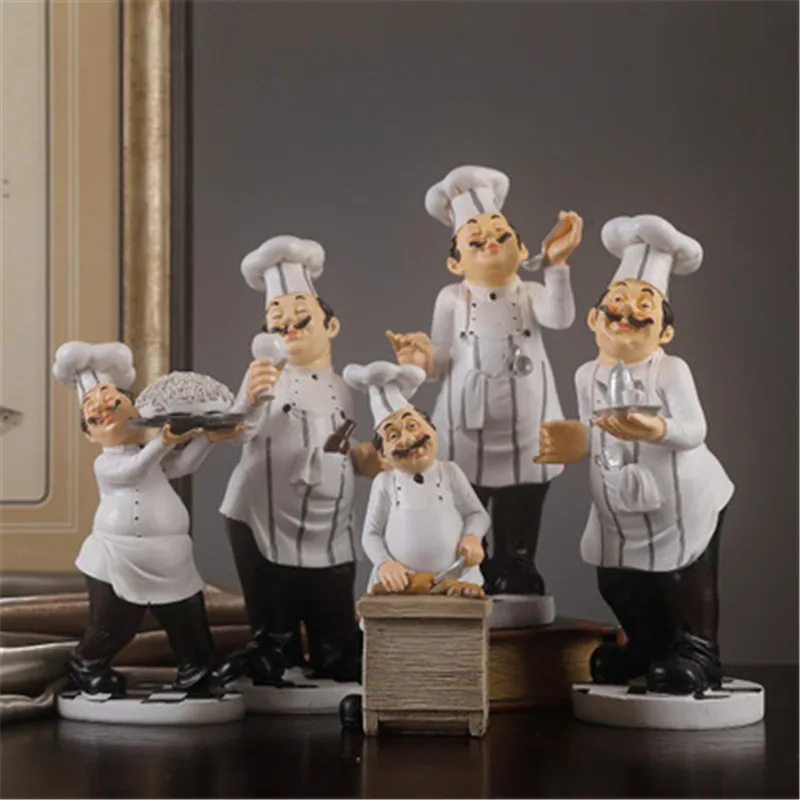 

Nordic Rural Retro Cafe Restaurant Chef Home Furnishing Ornament Home Decor Gifts Cook Figure Chief Statue Resin Handicraft