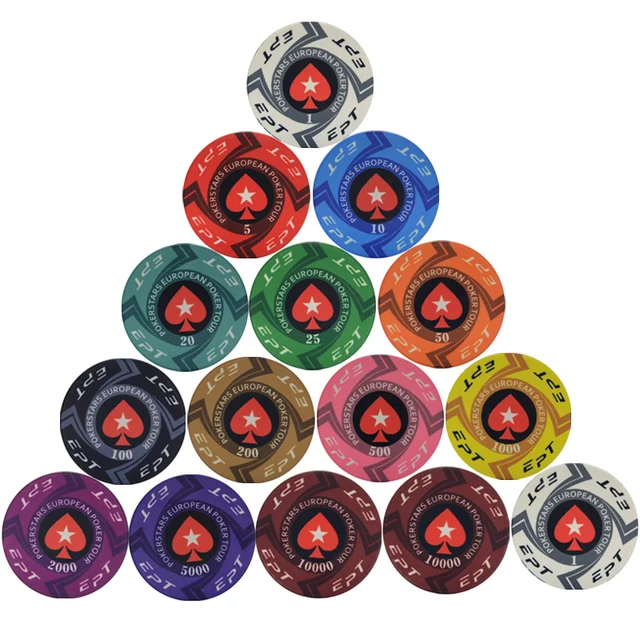 10pcs/Lot EPT Ceramic Texas Poker Chips Professional Casino Pokerstars