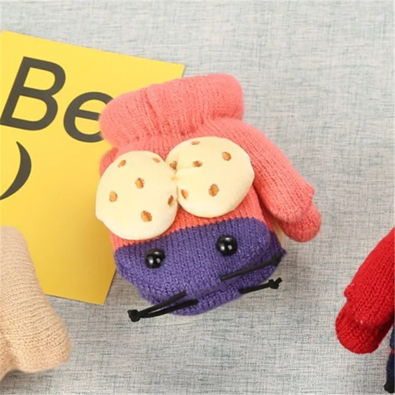 Cute Infant Baby Gloves Mittens Cotton Soft Knitting Warm Kids Gloves Thicken Hot Girls Boys Of Winter Warm Gloves  (9)
