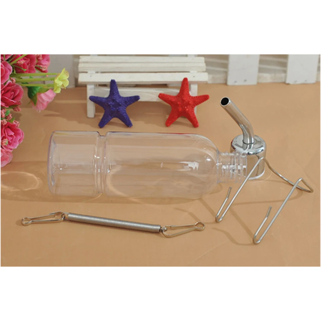 

350ml Hanging Waterer Stainless Steel Water Bottle Drinker for Rabbit Cat - Large Size