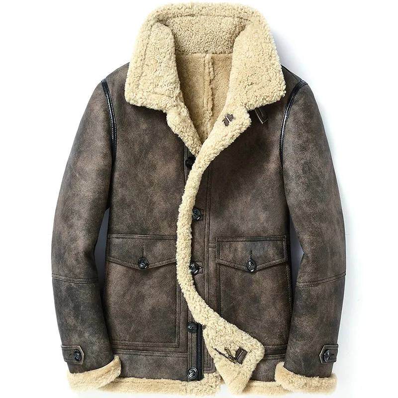 Мужская куртка из натуральной кожи, зимняя куртка из натуральной овчины, мужская куртка-бомбер из натуральной шерсти, большие размеры 5xl MY1772