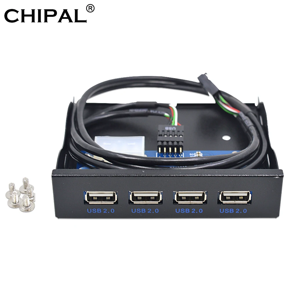 

CHIPAL 4 Ports USB 2.0 Hub USB2.0 Adapter PC Front Panel Expansion Bracket with 10Pin Cable For Desktop 3.5 Inch FDD Floppy Bay