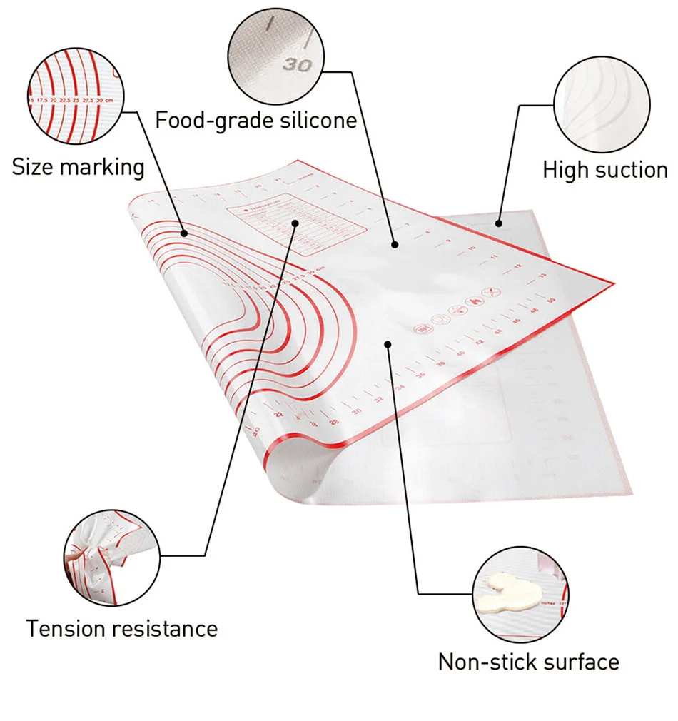 40*60 см антипригарный коврик для раскатки теста для духовки Силиконовые коврики для выпечки Кондитерские инструменты термостойкий вкладыш коврик для замеса теста коврик для выпечки