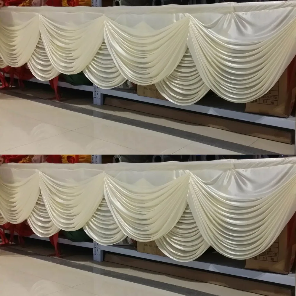 

Luxury White Color Wedding Swag Backdrop Curtains Swag Ladder Drops For Wedding Party Table Skirt Table Cloth Decoration