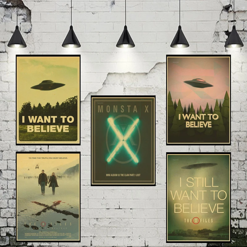 

X FILES I WANT TO BELIEVE Vintage Poster Wall Paper Home Decor Cuadro Art Painting wall paper