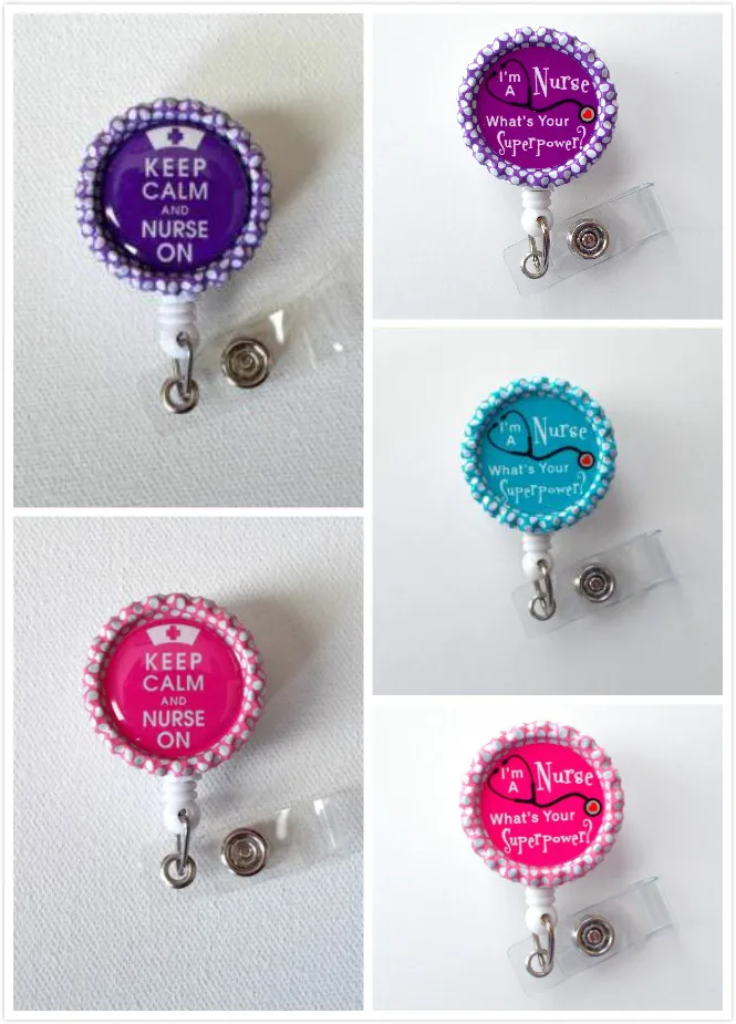 

Keep Calm and Nurse On ID Badge Holder - ID Badge Reel - Nurse ID Badge Clip 10pcs/lot