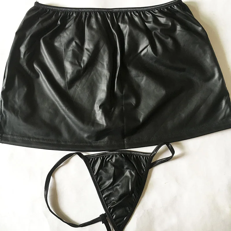 2019 Sexy Women Black Pvc Faux Leather Mini Skirt High Waisted Short Skirt Above Knee Skirt faux leather shirt women XXL