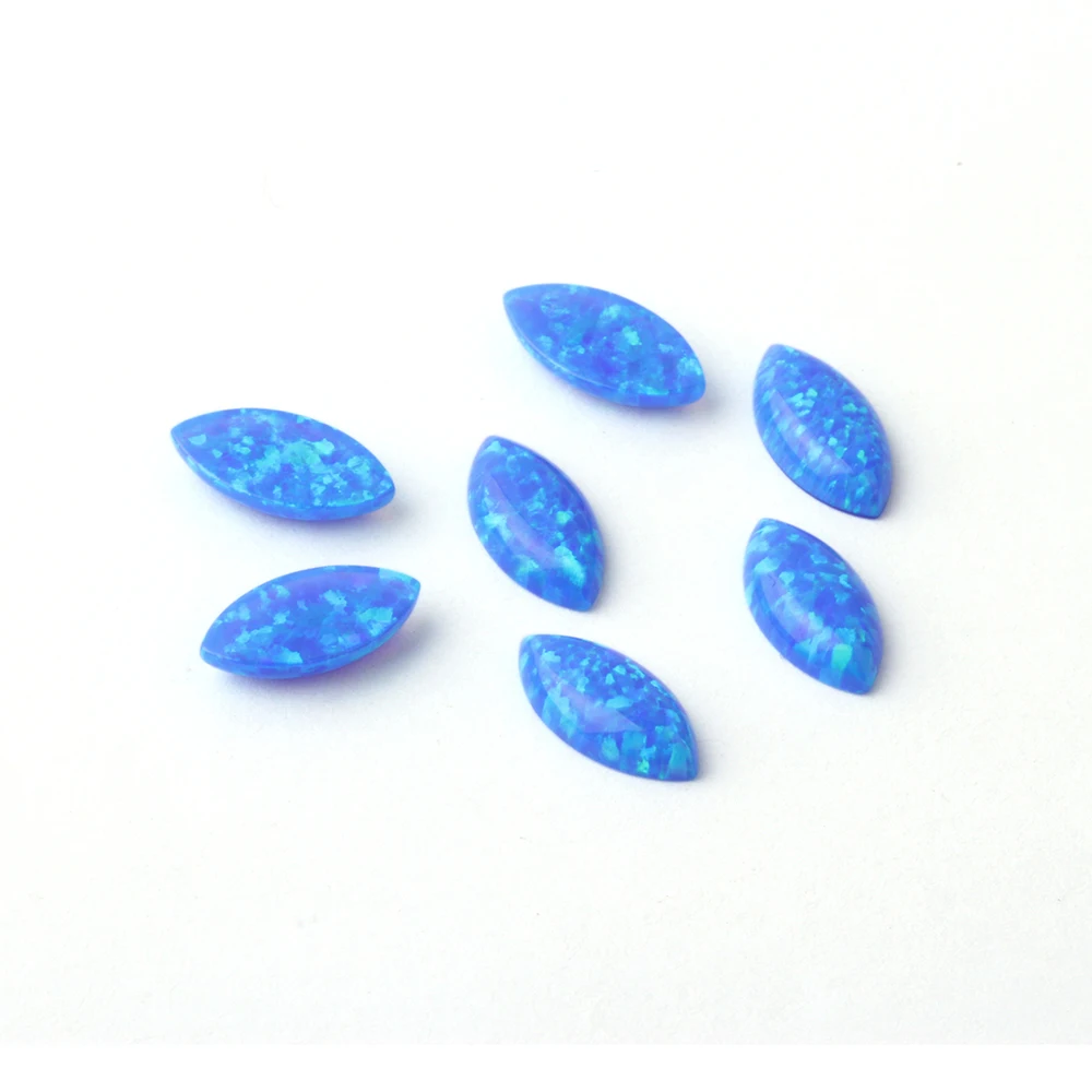 

Free Shipping 20pcs/lot OP05 Blue Marquise Shape Cabochon Flat Bottom Loose Synthetic Opal Stone Beads