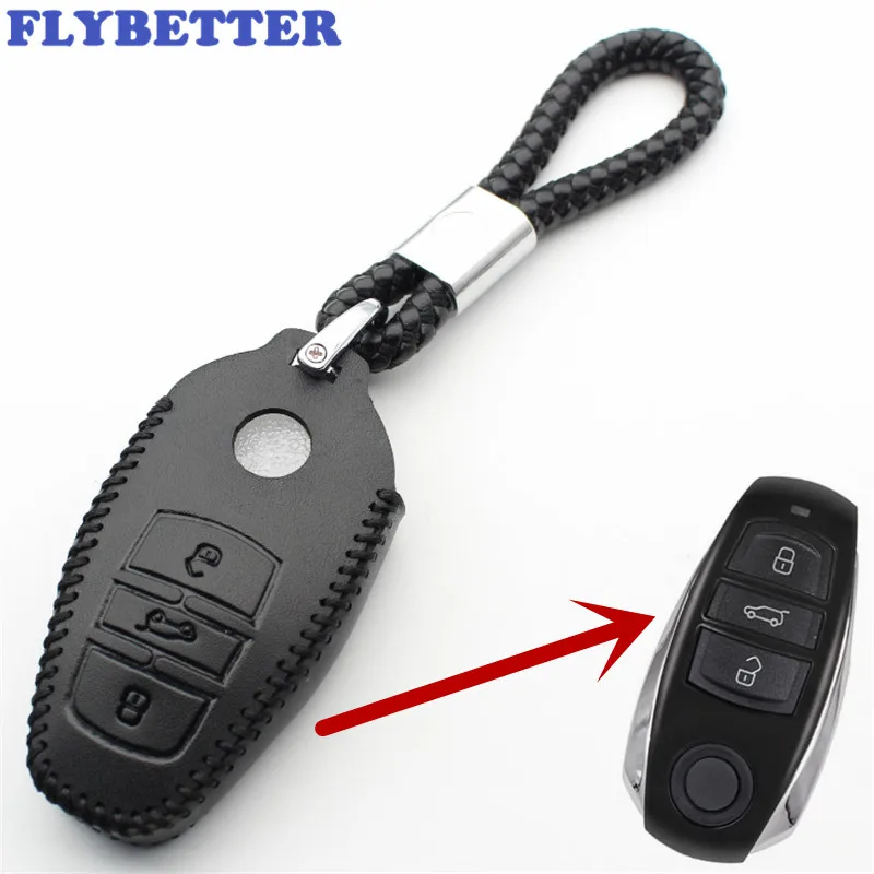 FLYBETTER умный чехол для ключей из натуральной кожи с 3 кнопками VW Touareg L151|Футляр автомобильного ключа| |