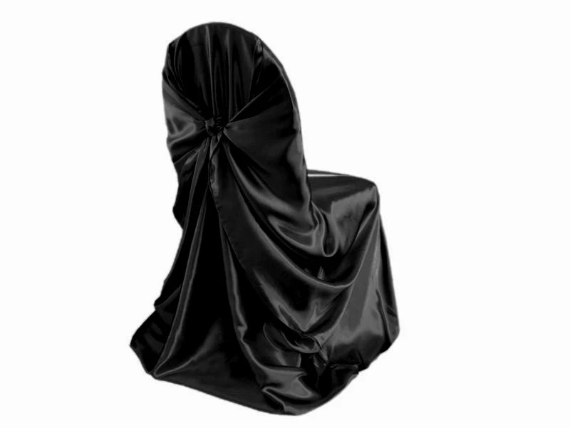 110x140 см самозавязывающийся атласный чехол для стула для свадьбы украшение для банкета и вечеринки товары для ужина украшения оптом бренд - Цвет: black