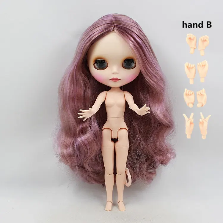 Ледяная Обнаженная кукла Blyth для серии No.280BL72169400 шарнир тела фиолетовый микс коричневых волос подходит для DIY Изменить BJD игрушка фабрика Blyth - Цвет: like the picture