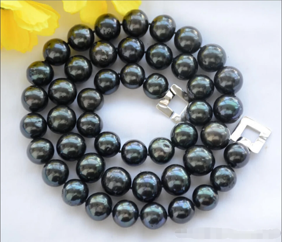 

~~ BJC 000163 ROUND Tahitian black Freshwater cultured PEARL NECKLACE Discount 35%