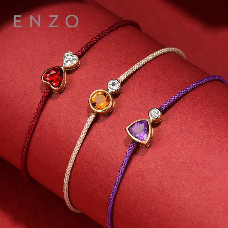 

ENZO Cannes 0.4 Ct Garnet 18K Yellow Gold Bracelet Amethyst/Citrine All-match Charm Bracelets Woman Jewelry