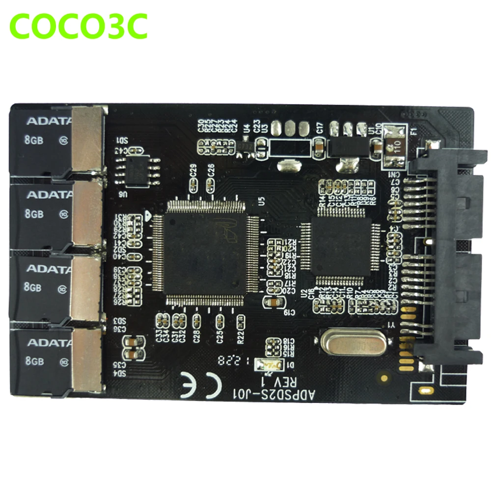 Мульти Micro SD карта к Micro SATA адаптер карта 1," hdd чехол с RAID 4 TF на 16 pin SATA конвертер