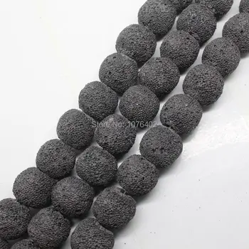 

Mini. order is $7! 14mm Black Volcanic Lava Stone Round Loose Beads 15"