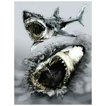 

DIY Diamond Mosaic Shark animal Diamond Painting Cross Stitch Kits Diamond Embroidery full Square Rhinestones Decoration