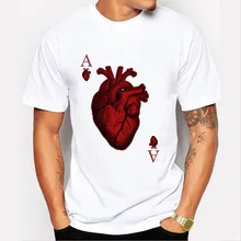 Neue Ankunft 2016 Mode Herz Poker T-shirt Summer Style Kurzarm T-shirt Männer Camisetas Hombre Cool T-shirts