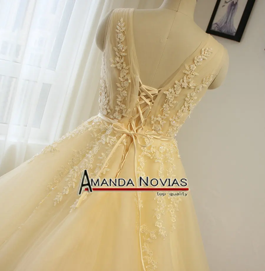 Кружевное Прозрачное платье цвета шампанского для свадьбы 2019|2016 new wedding dress|new
