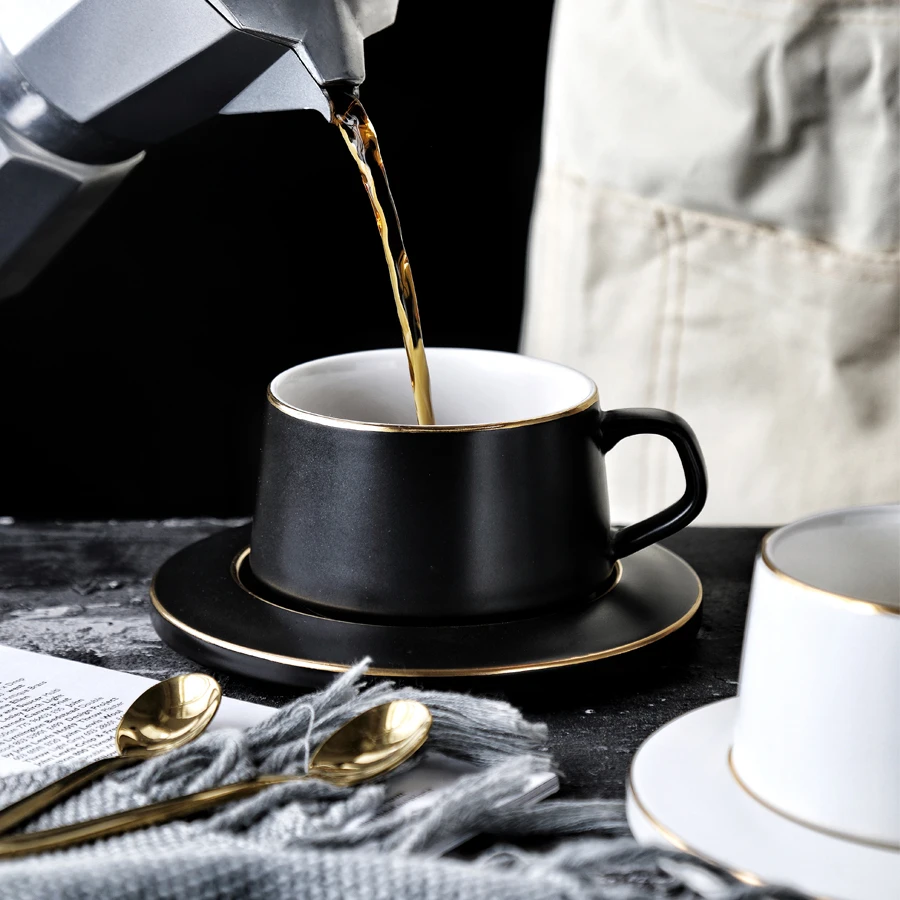 

MUZITY Ceramic Coffee Cup And Saucer Creative Design Porcelain Tea Cup Set Nordic Style Drinkware