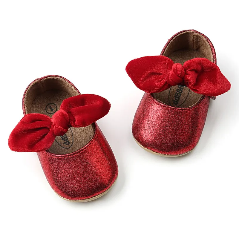 

New Fashion Baby Shoes Big Tie Bow Toddler Baby Girl Princess First Walkers Hard Sole Mary Jane Party Girls Prewalkers