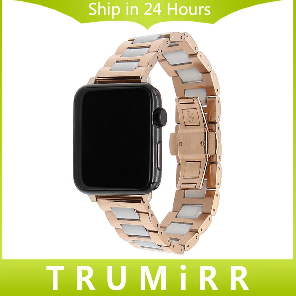 Prix pour En céramique + bracelet en acier inoxydable pour 38mm 42mm iwatch apple watch bracelet bande butterfly boucle lien bracelet + adaptateurs Prix pour En céramique + bracelet en acier inoxydable pour 38mm 42mm iwatch apple watch bracelet bande butterfly boucle lien bracelet + adaptateurs