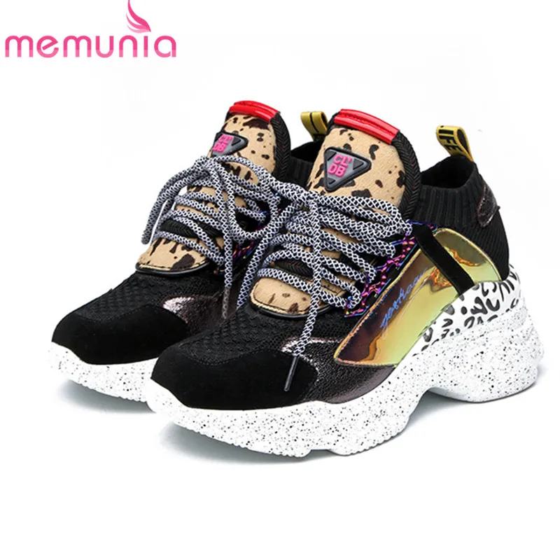 

MEMUNIA 2019 big size 42 genuine leather shoes women sneakers breathable casual shoes lace up summer flat ladies sneakers