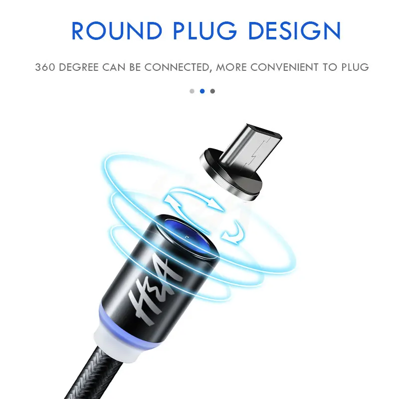 H y un Cable USB magnético rápido Cable Micro USB magnético tipo C Cable de datos del cargador para Samsung Xiaomi Huawei teléfono Móvil Cable USB