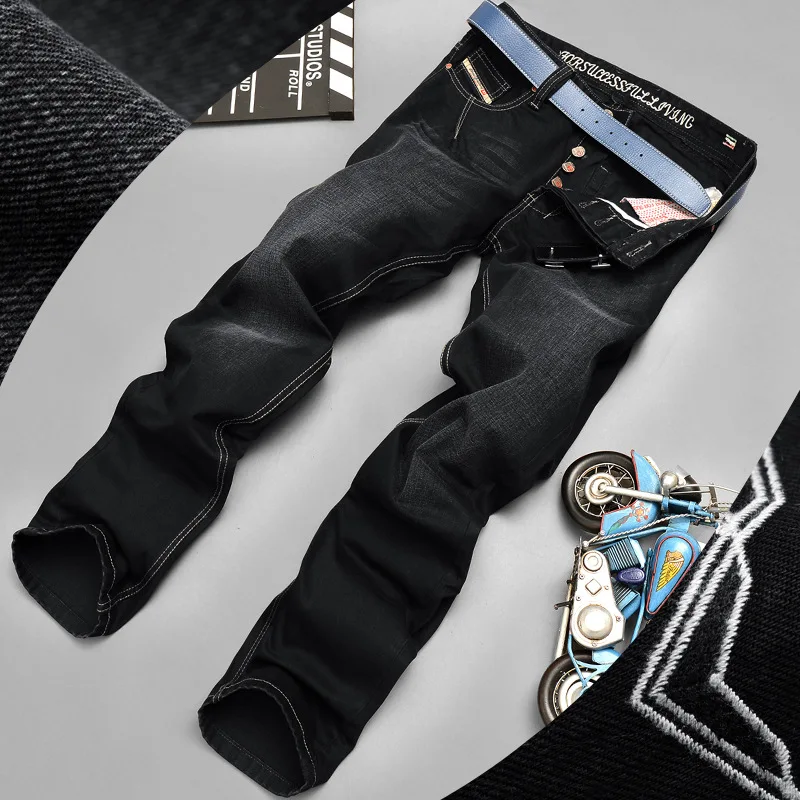 Fashion Brand 100% Cotton Spring Summer Men Jeans Slight Classic Denim Pants Male Washed Baggy Blue Designer Causal Jeans Man